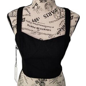 Ali & Jay Black Ponte Bodice Crop Top Women's Size S NWT